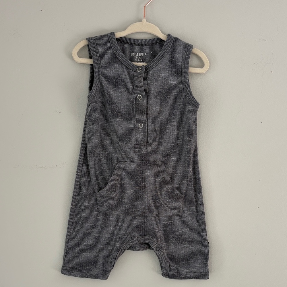 Little Bipsy Gray Ribbed Sleeveless Romper